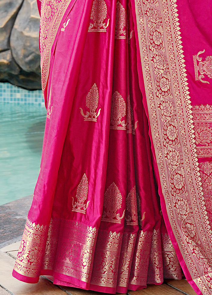 Rani Satin Silk Saree With Blouse Piece