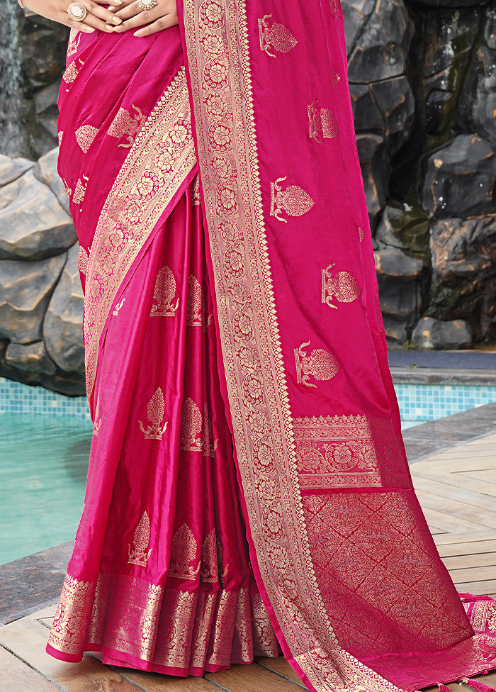 Rani Satin Silk Saree With Blouse Piece