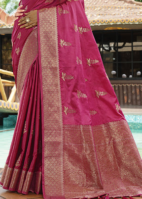 Wine Satin Silk Saree With Blouse Piece