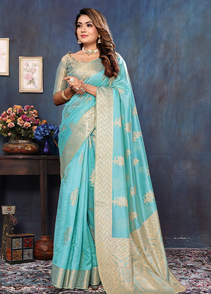 Firoza Organza Saree With Blouse Piece