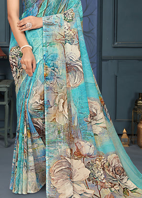 Multicolor Dupion Silk Saree With Blouse Piece