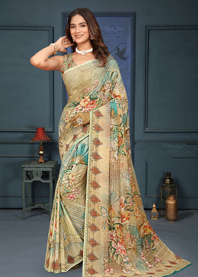 Multicolor Dupion Silk Saree With Blouse Piece