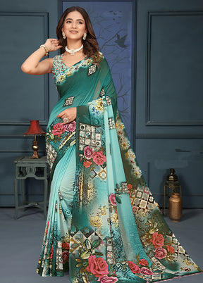 Multicolor Dupion Silk Saree With Blouse Piece