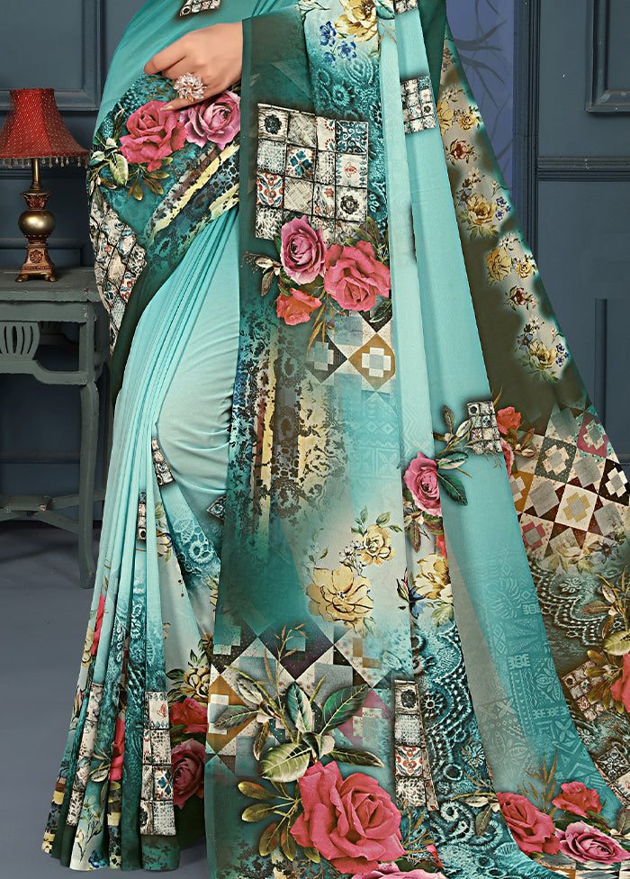 Multicolor Dupion Silk Saree With Blouse Piece