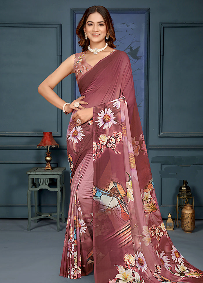 Pink Spun Silk Saree With Blouse Piece