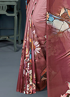 Pink Spun Silk Saree With Blouse Piece