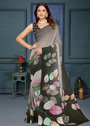 Grey Spun Silk Saree With Blouse Piece