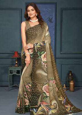 Multicolor Dupion Silk Saree With Blouse Piece