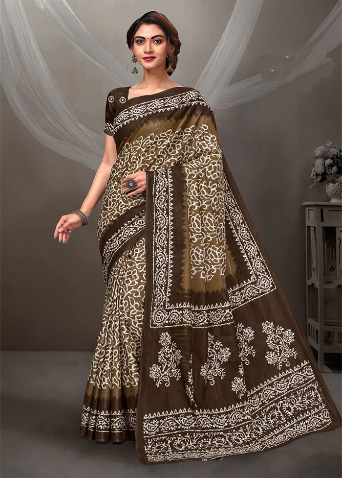 Multicolor Cotton Saree With Blouse Piece