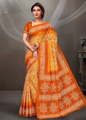 Multicolor Cotton Saree With Blouse Piece