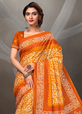 Multicolor Cotton Saree With Blouse Piece