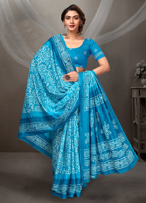 Multicolor Cotton Saree With Blouse Piece