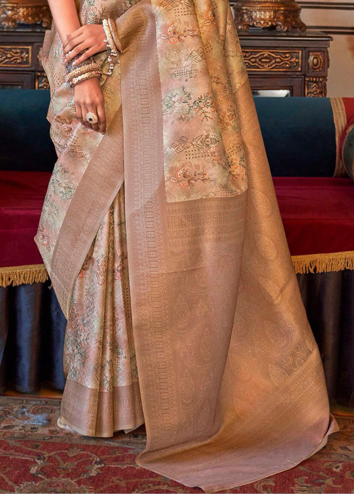 Multicolor Tussar Silk Saree With Blouse Piece