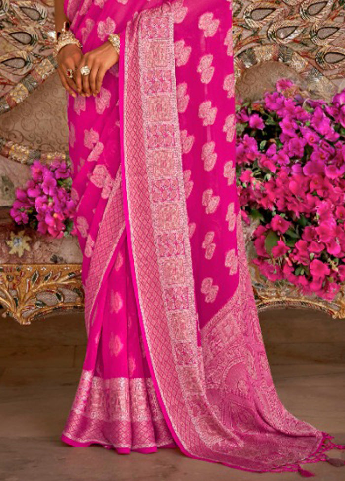 Pink Georgette Saree With Blouse Piece