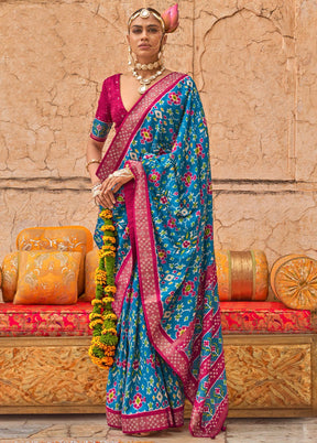 Multicolor Spun Silk Saree With Blouse Piece