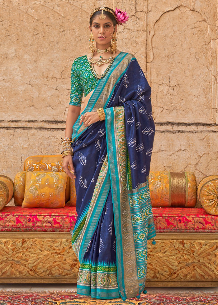 Multicolor Spun Silk Saree With Blouse Piece