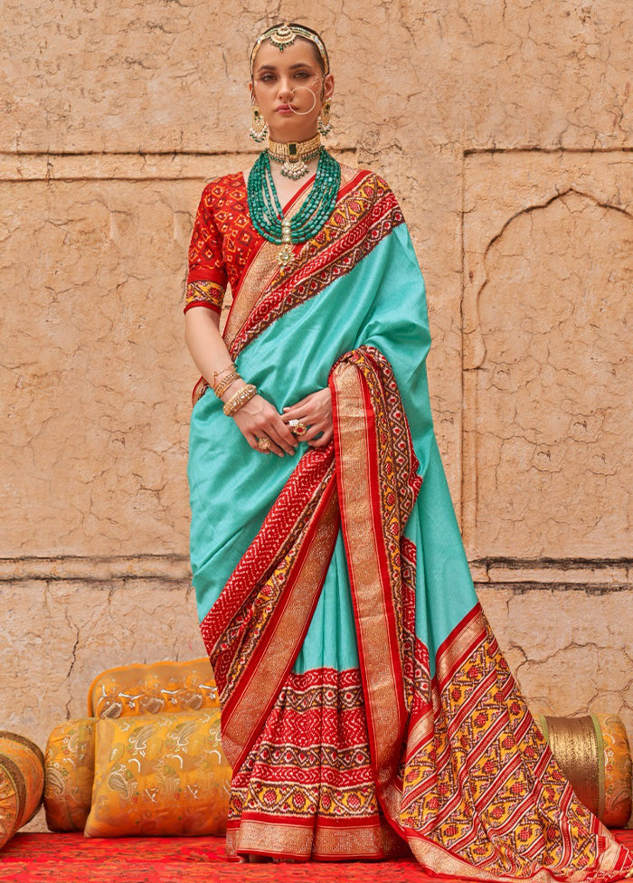 Multicolor Spun Silk Saree With Blouse Piece