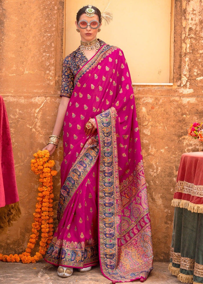 Multicolor Spun Silk Saree With Blouse Piece