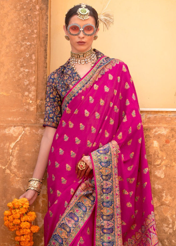 Multicolor Spun Silk Saree With Blouse Piece