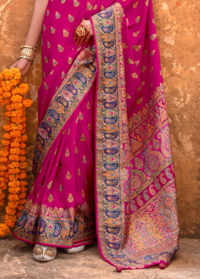 Multicolor Spun Silk Saree With Blouse Piece