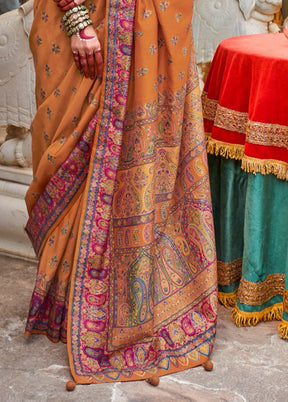 Multicolor Spun Silk Saree With Blouse Piece