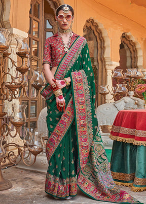 Multicolor Spun Silk Saree With Blouse Piece