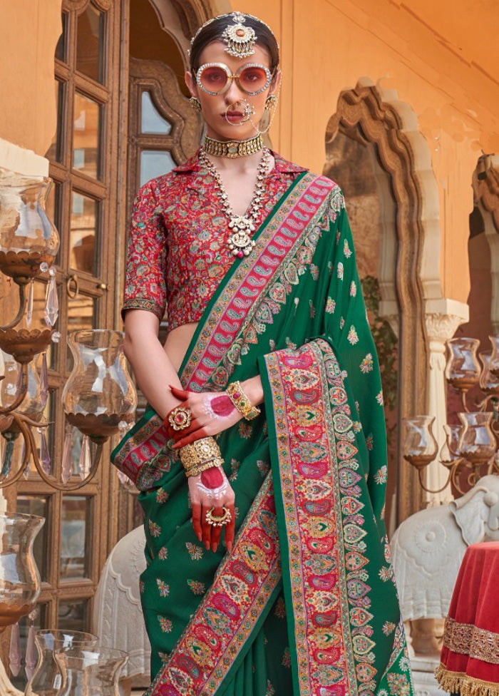 Multicolor Spun Silk Saree With Blouse Piece