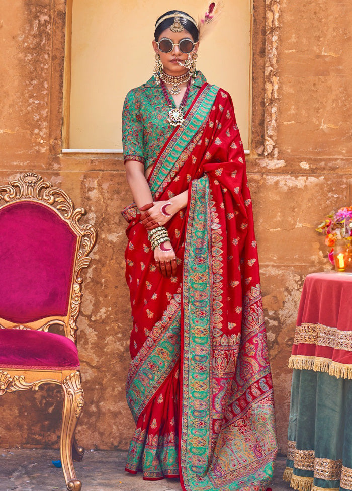 Multicolor Spun Silk Saree With Blouse Piece