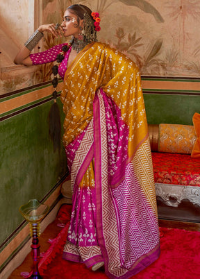 Multicolor Spun Silk Saree With Blouse Piece