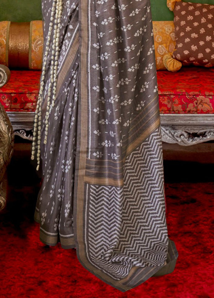 Multicolor Spun Silk Saree With Blouse Piece