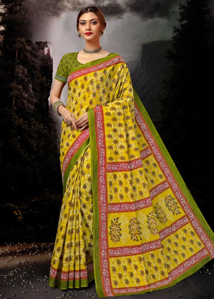 Multicolor Cotton Saree With Blouse Piece