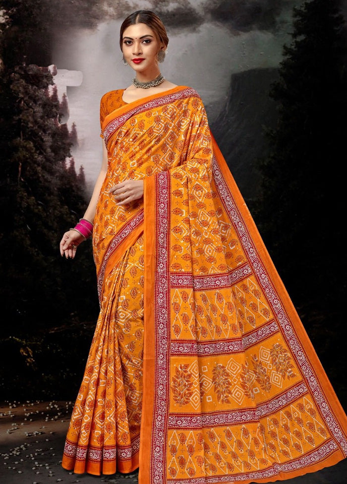 Multicolor Cotton Saree With Blouse Piece