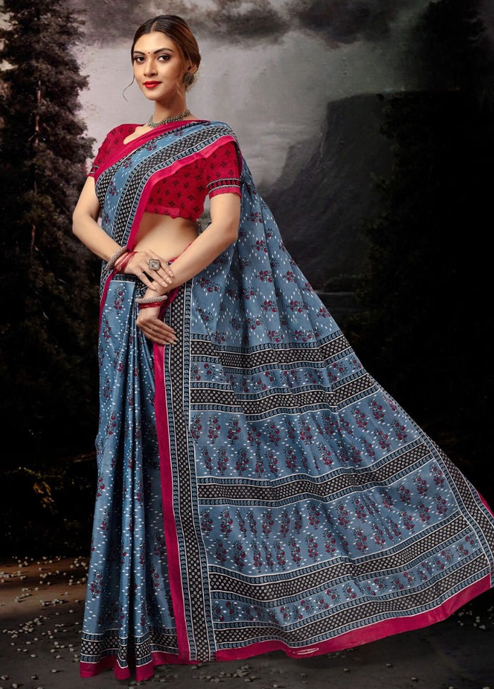 Multicolor Cotton Saree With Blouse Piece