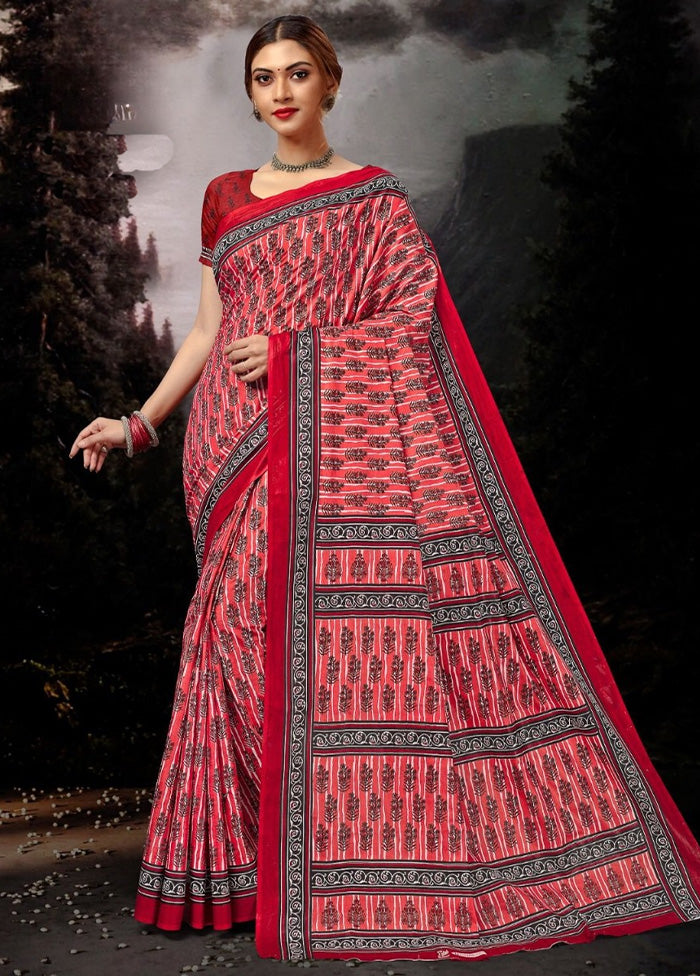 Multicolor Cotton Saree With Blouse Piece