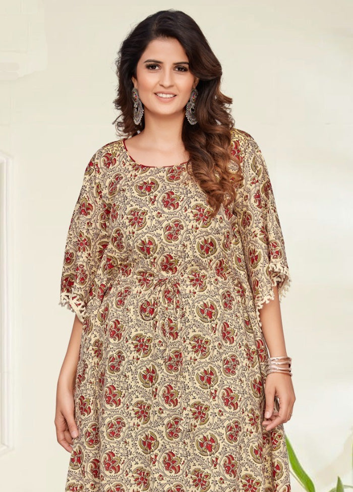 Multicolor Pure Readymade Cotton Kaftan