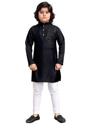 Black Viscose Kurta Pajama Set