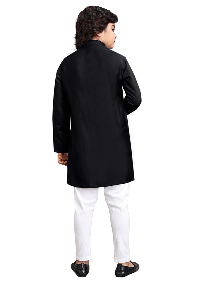 Black Viscose Kurta Pajama Set