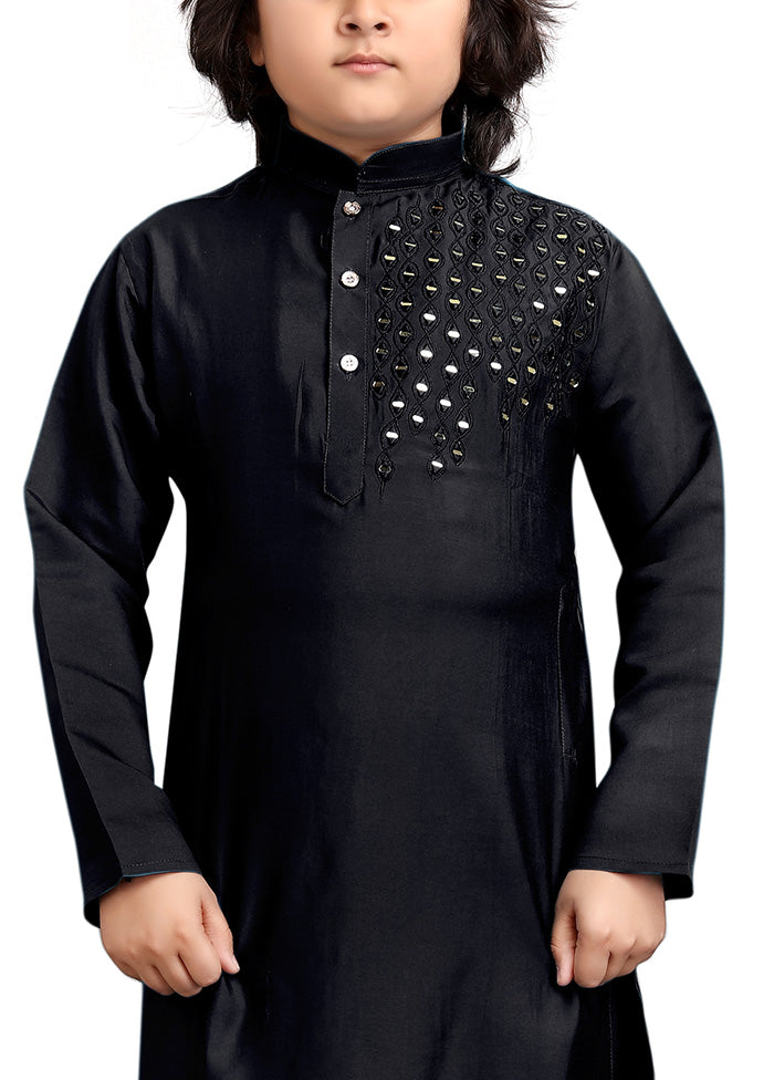 Black Viscose Kurta Pajama Set