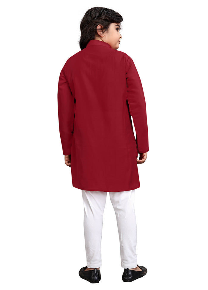 Maroon Viscose Kurta Pajama Set