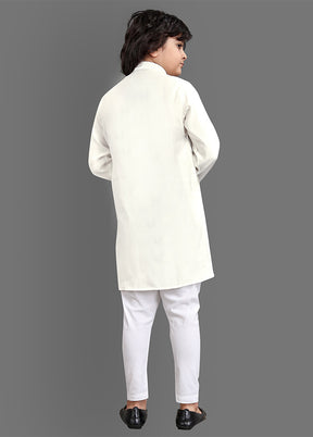 Off White Viscose Kurta Pajama Set