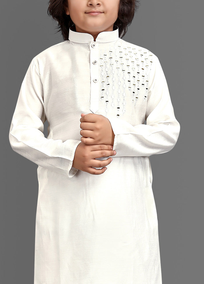 Off White Viscose Kurta Pajama Set