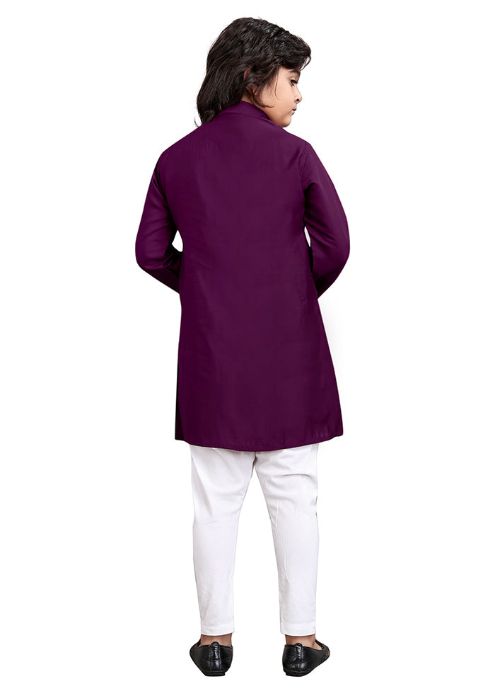 Purple Viscose Kurta Pajama Set