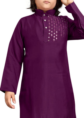 Purple Viscose Kurta Pajama Set