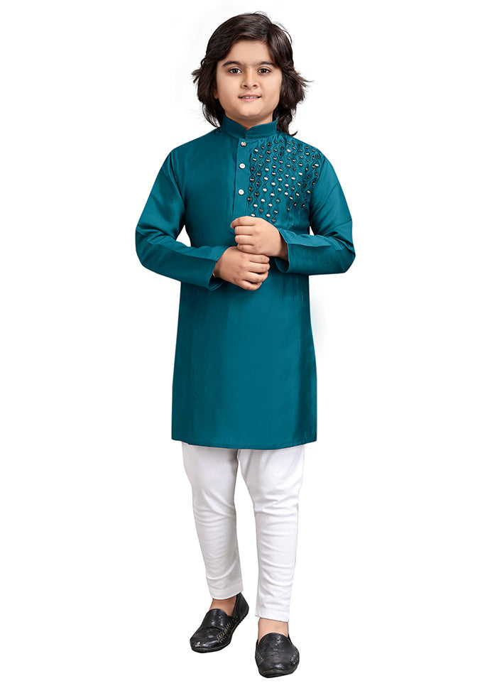 Teal Viscose Kurta Pajama Set