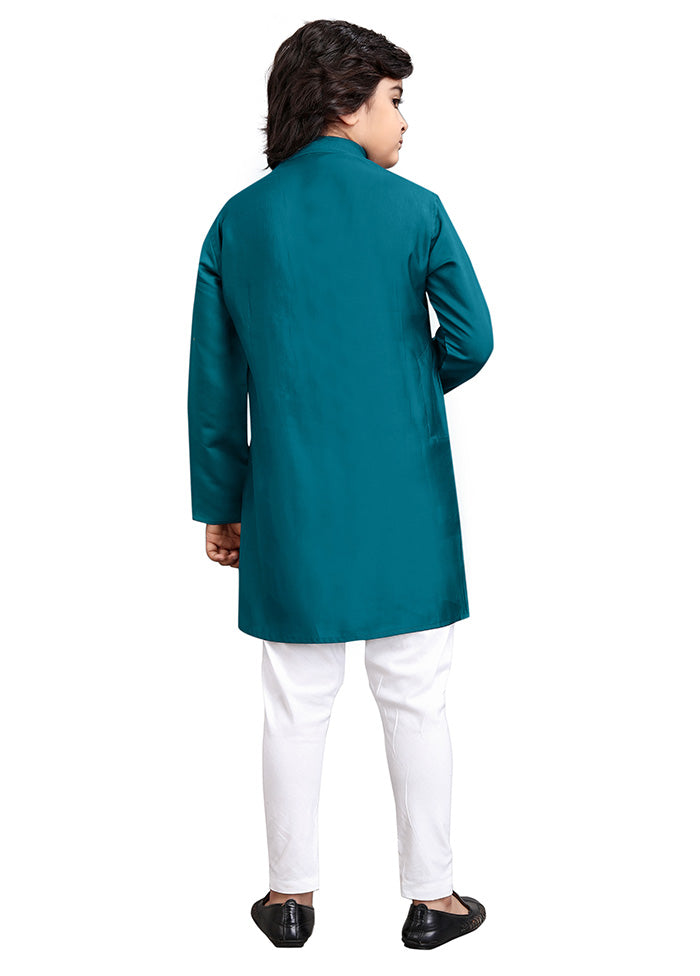 Teal Viscose Kurta Pajama Set