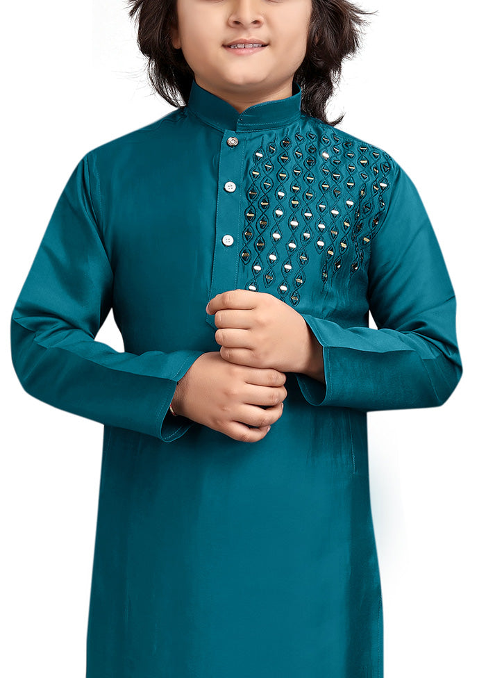 Teal Viscose Kurta Pajama Set