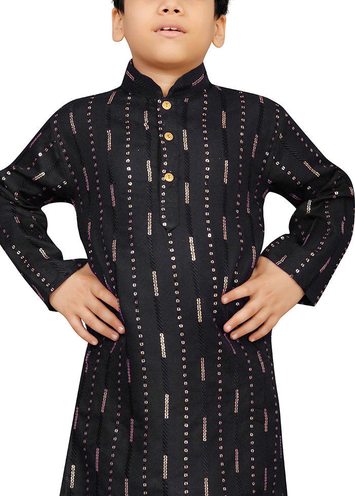 Black Cotton Silk Kurta Pajama Set