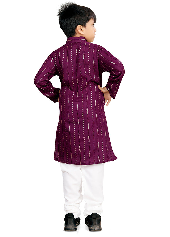 Purple Cotton Silk Kurta Pajama Set