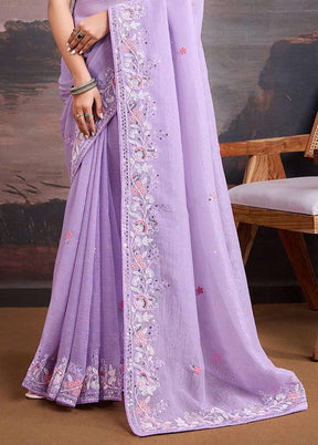 Lavender Organza Saree With Blouse Piece