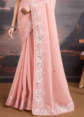 Peach Organza Saree With Blouse Piece